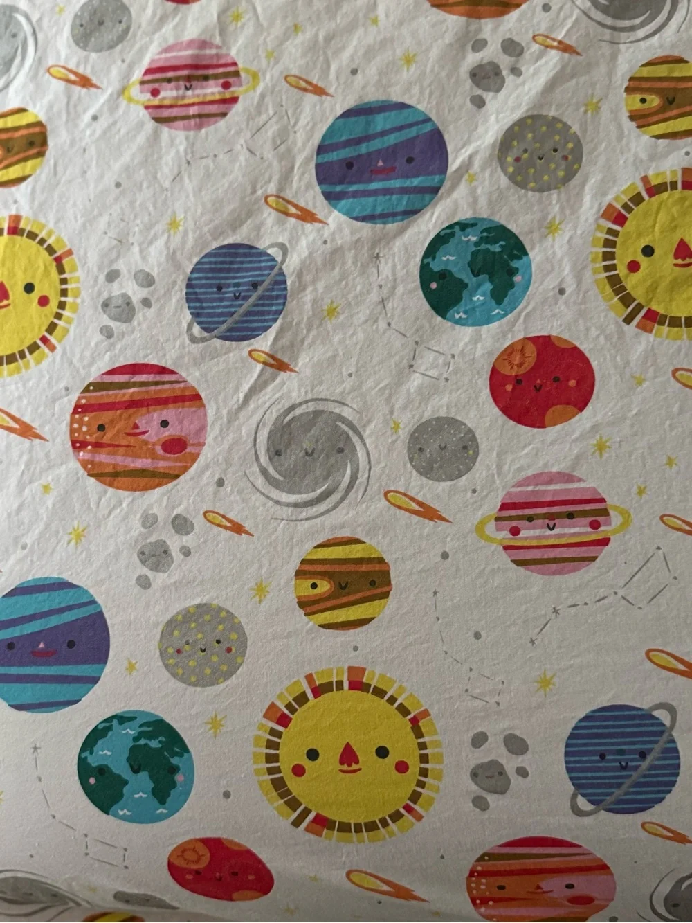 Crate & Barrel /Crate & Kids Organic Outer Space planets Sun crib toddler sheet